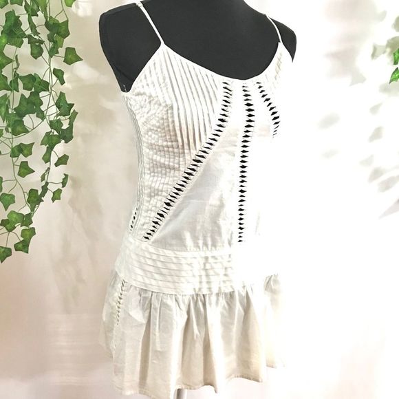 BCBGMaxAzria Tops - BCBG White Cutout Peplum Camisole Tank Top Blouse